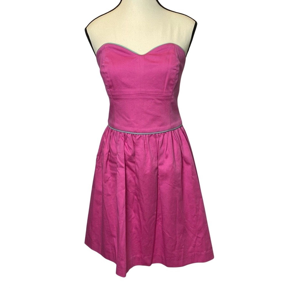 Emma Graham Strapless Dress Size 10 Preppy Garden Party Cocktail Pink and Green